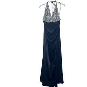 Fashion Nova Diamonds Forever Embellished Rhinestone Black Halter Maxi Dress 1X